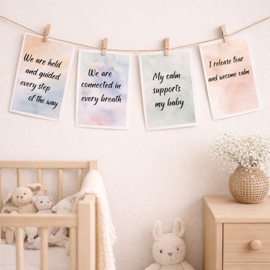 Printable Birth Affirmations (A4) – Calming Watercolour Wall Art | Set of 26